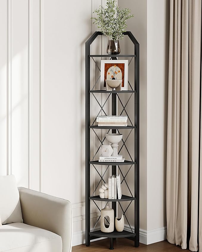 CHOEZON 6-Tier Corner Shelf, Industrial Corner Bookshelf, 71.2" Display Storage by Choezon