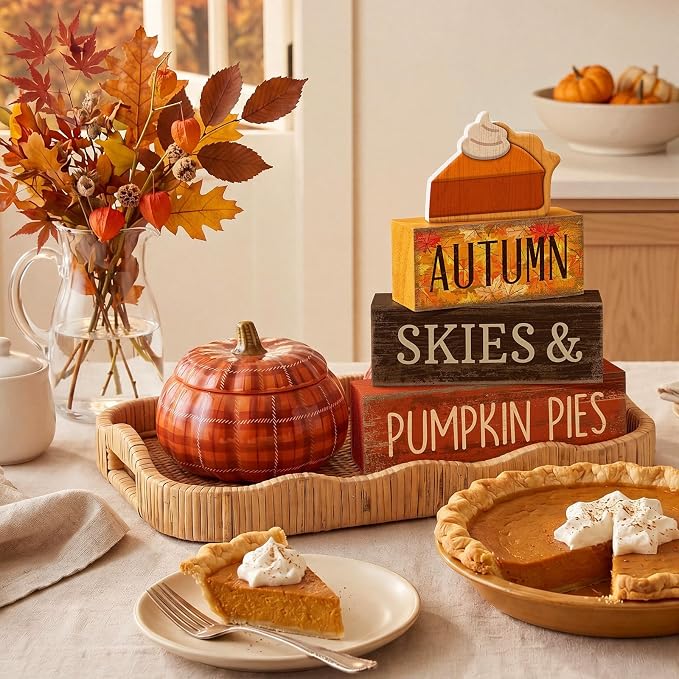 Lineshading 4 Pcs Fall Coffee Table Decor Fall Decoration - Image 3
