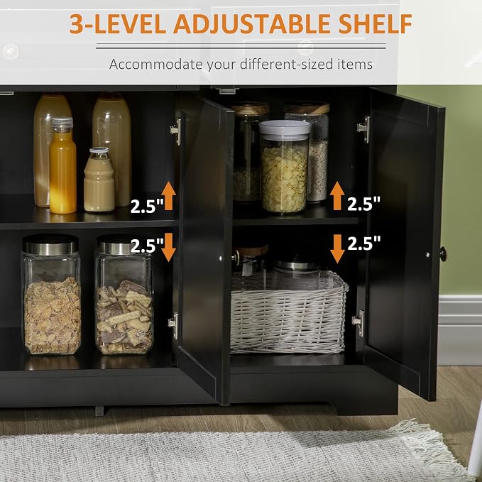 HOMCOM Sideboard Buffet Cabinet, Modern Buffet Cabinet - Image 5