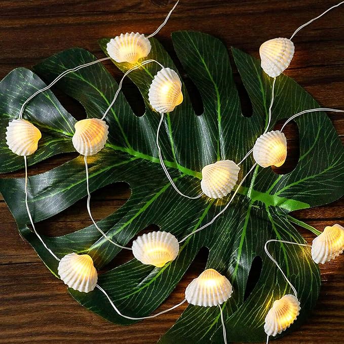 WSgift Natural Beach Seashell String Lights 13.85 Ft 40 Warm White LED - Image 4