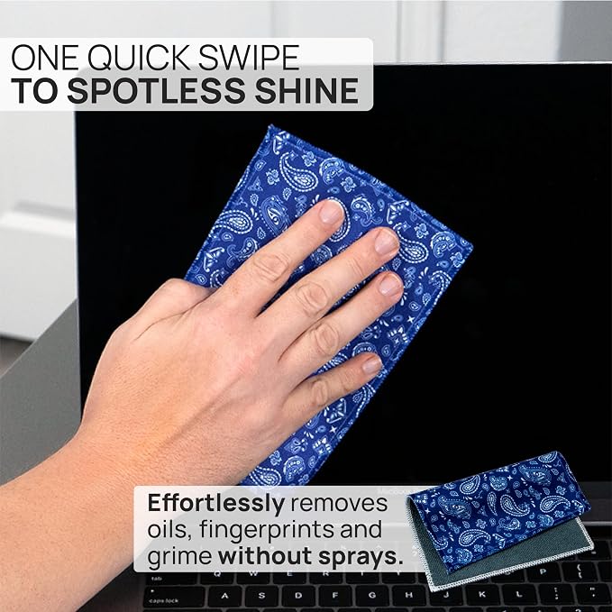 Microfiber Wholesale Quick Cloth Glasses Cleaning Cloths–5x7 Paisley Blue 2-Pack - Image 2