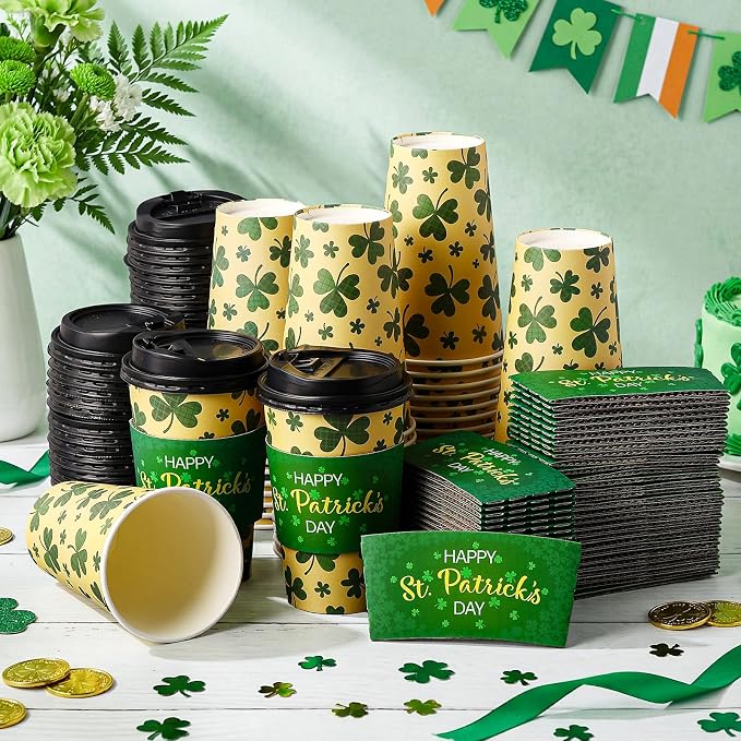 Lallisa 50 Pack 16 oz St. Patrick's Day Disposable Coffee Cups - Image 4