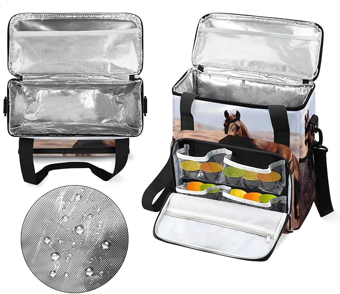 Horse Lavender Coffee Maker Carring Bag, Large Insulated Storage Organizer Case - Image 3