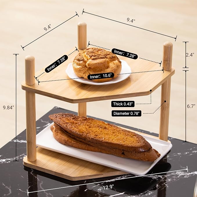 3-Tier Expandable Bamboo Corner Shelf - Image 4