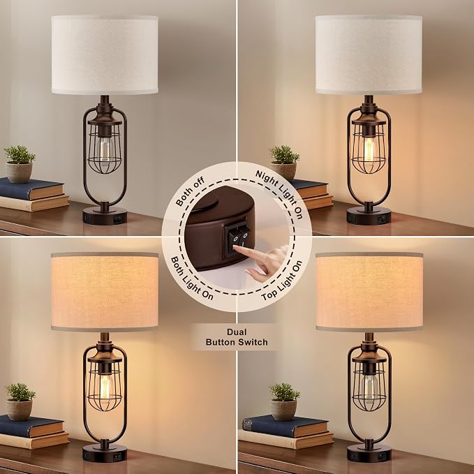 Table Lamps for Living Room Set of 2, Farmhouse Lamps for Night Stands - Image 2