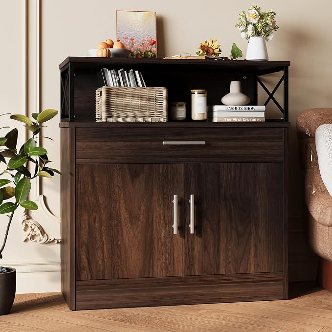Vongrasig Coffee Bar Cabinet, Farmhouse Kitchen Storage Cabinet - Image 7