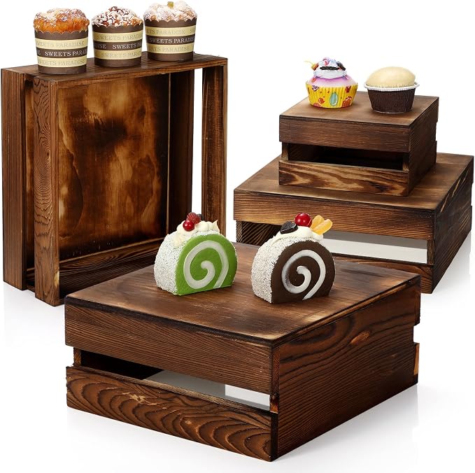 Sieral 4 Pieces Wood Cupcake Display Stand Decorative Dessert Appetizer Cake by Sieral
