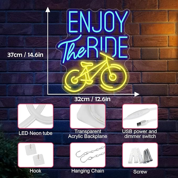 Enjoy The Ride Neon Sign, Gym Sign Fitness Neon Light, Motivational Sport - Image 5