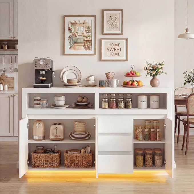 FOTOSOK 63" Sideboard Buffet Cabinet - Image 7