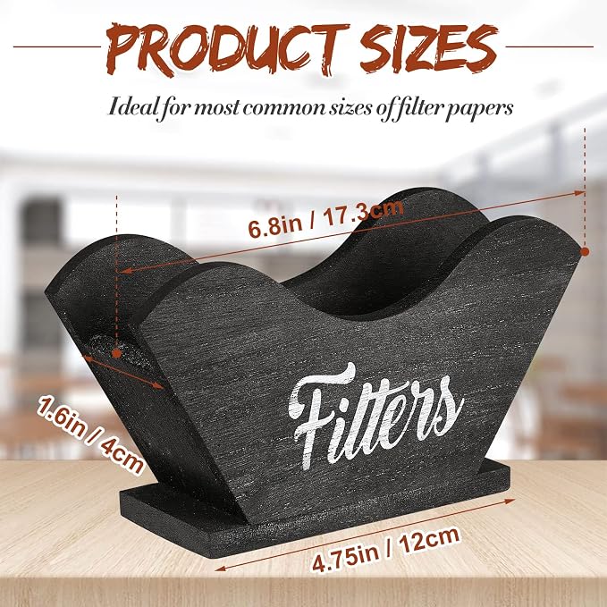 Juexica Farmhouse Cone Coffee Filter Holder Storage number 4 Rustic Wood Holder - Image 2
