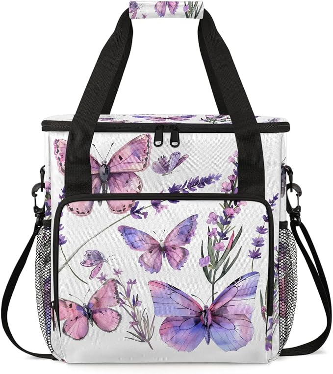 Butterfly Lavender Coffee Maker Carring Bag, Large Insulated Storage Organizer by Home