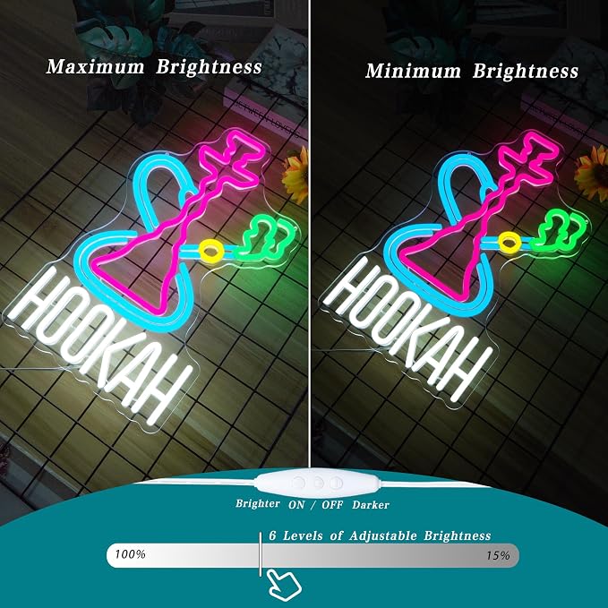 Hookah Neon Sign Nargile Lounge Sign Colorful LED Light - Image 5