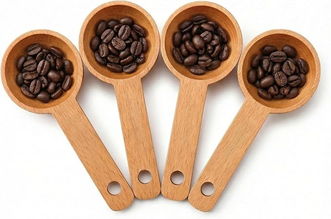 Wooden Coffee Scoops 4 Pack 15ml Wooden Coffee Spoon, Tablespoon & Measuring by Unknown
