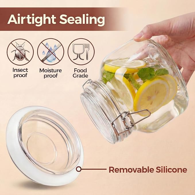 17oz - 6 Pack Square Glass Jars - Image 5