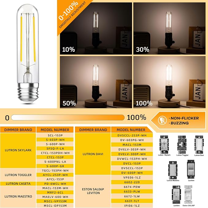 T10 LED Light Bulbs, E26 Tubular Light Bulbs 40Watt 4000K Neutral White - Image 4
