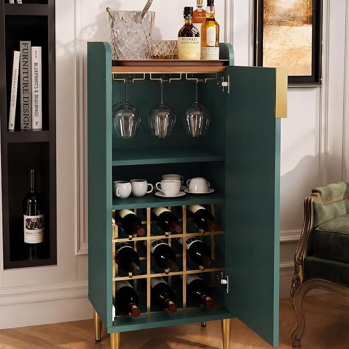 ARTPOWER Mini Bar Cabinet for Apartment, Fluted Wine Bar Cart - Image 6