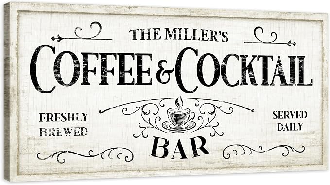 AWESOMETIK Personalized COFFEE COCKTAIL BAR Sign, Coffee Decor Set, - Image 2