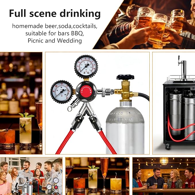 Dual-Gauge Nitrogen Regulator CGA-580 Nitro Regulator Heavy Duty Beer Cold Brew - Image 5