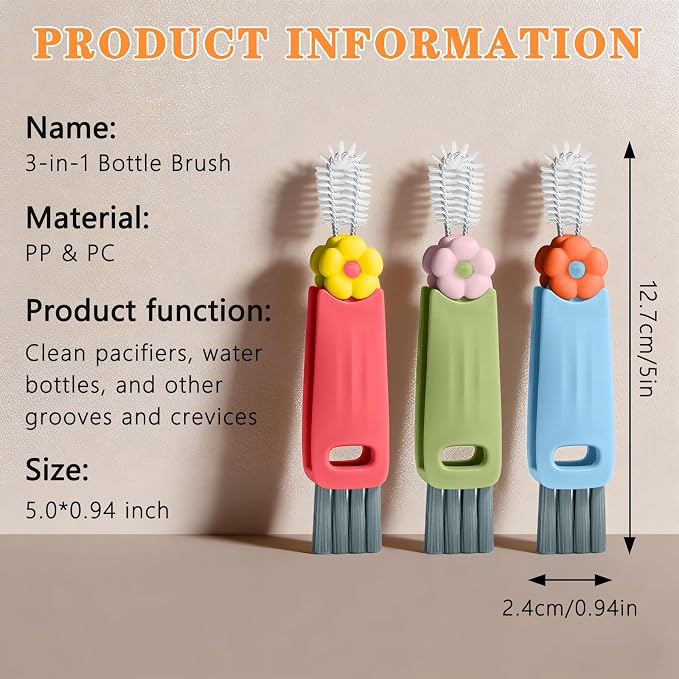 3 in 1 Cup Lid Gap Cleaning Brush Set, Mutipurpose Portable Cup Lid Gap Cleaner - Image 3