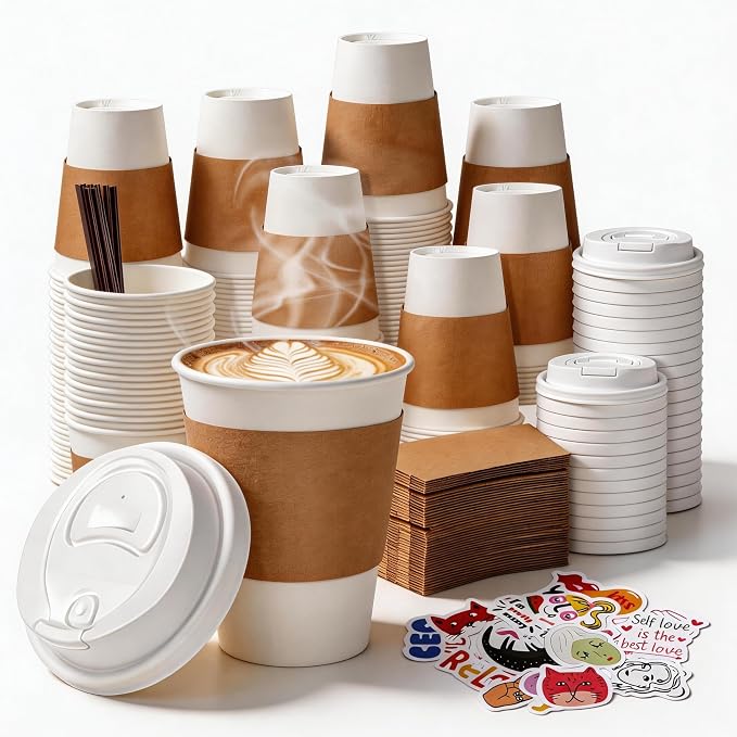 12 oz Disposable Coffee Cups by BIBBOO