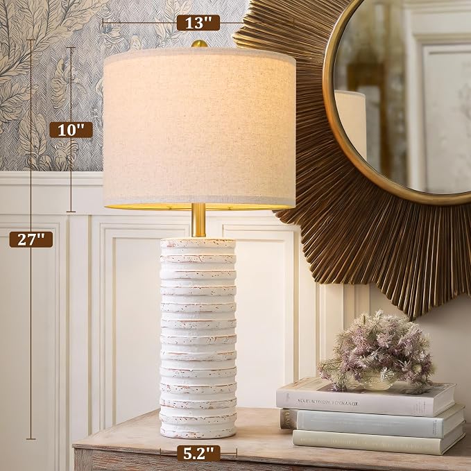 PoKat 27'' Tall Table Lamps for Living Room, Farmhouse Bedside Lamps Set of 2 - Image 7