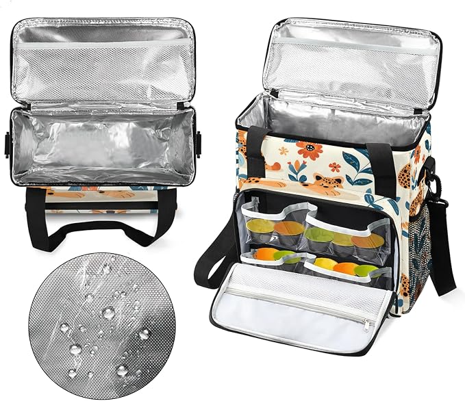 Leopard Animal Coffee Maker Carring Bag, Large Insulated Storage Organizer Case - Image 3
