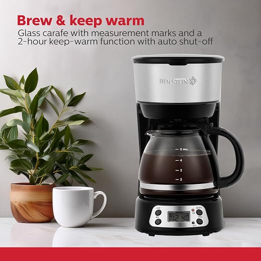 Holstein Housewares 5-Cup Programmable Coffee Maker, 25oz Drip Coffee Machine - Image 5