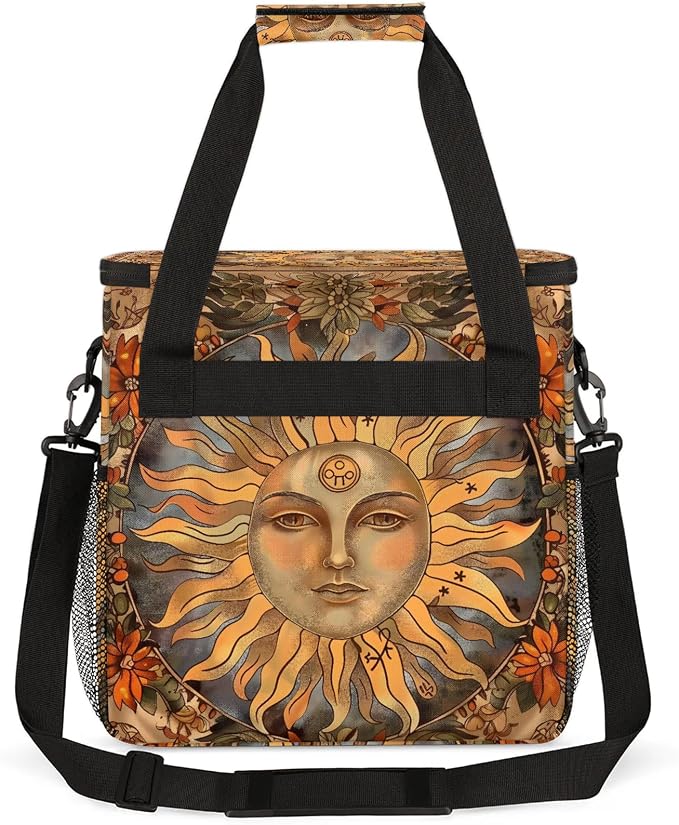 Vintage Sun Coffee Maker Carring Bag, Large Insulated Storage Organizer Case - Image 5