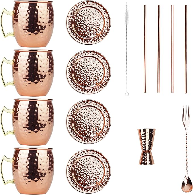 PG Moscow Mule/Cocktail Bar Set, 15-pc Copper/Rose Gold Color, High Grade SS - Image 5