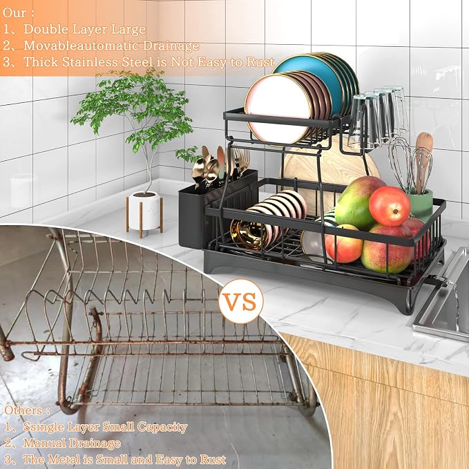 Godboat 2-Tier Dish Drying Rack - Image 5