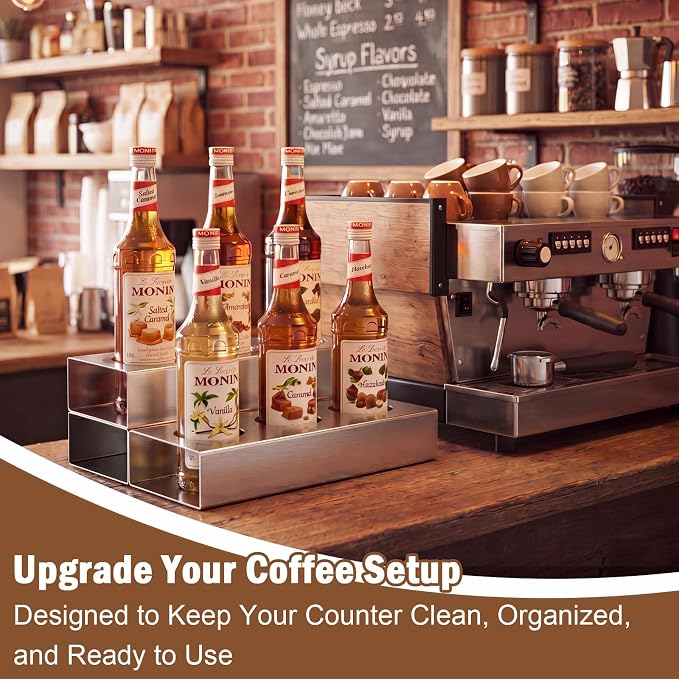 Novabright 2 Tier Coffee Syrup Rack Organizer, Stainless Steel Syrup Bottle - Image 5