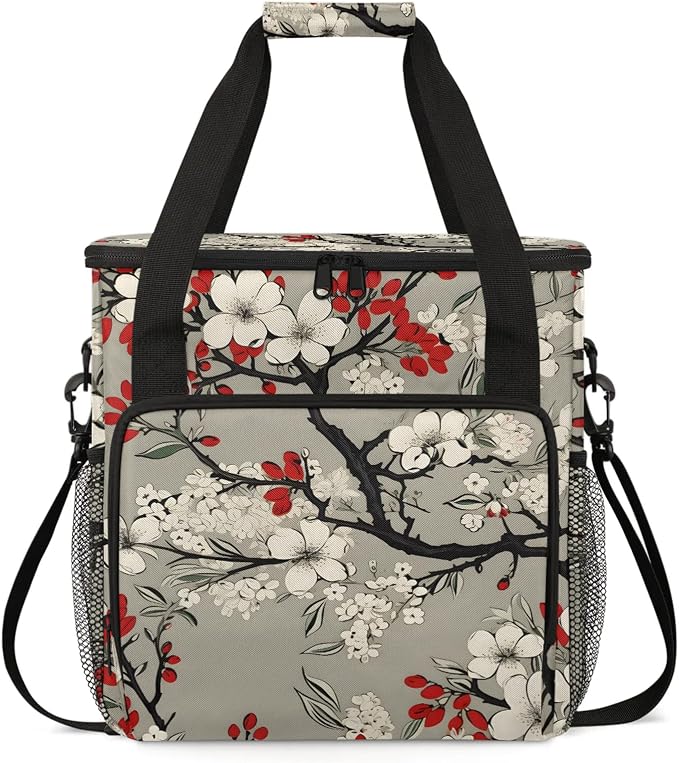 Japanese Cherry Blossom Coffee Maker Carring Bag, Large Insulated Storage by Home