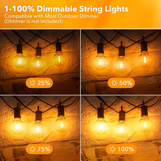 Brightown LED Outdoor String Lights Patio Lights 100FT - Image 6