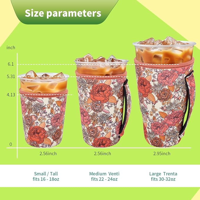 3 Pack Iced Coffee sleeve Insulated Neoprene Cup Sleeves - Image 2
