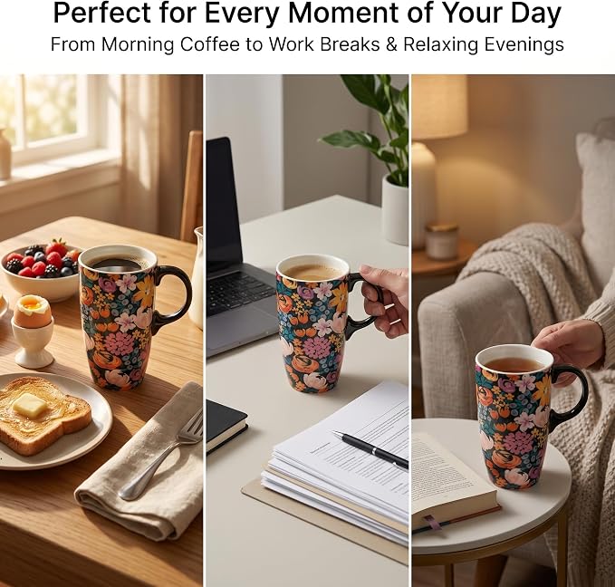 Topadorn Floral Ceramic Travel Mug - Image 3
