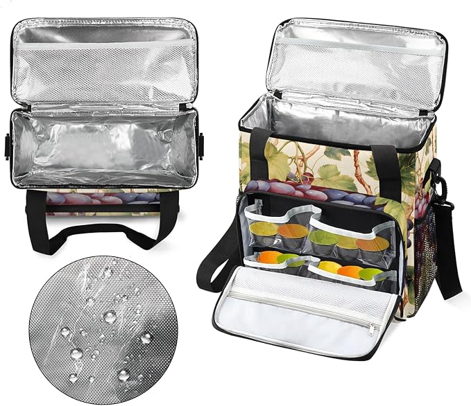 Fruit Grapes Leaves Coffee Maker Carring Bag, Large Insulated Storage Organizer - Image 3