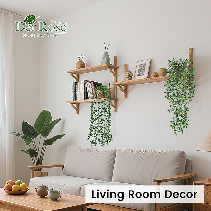 Der Rose 2 Pack Fake Hanging Plants Artificial Potted Plants Indoor and Outdoor - Image 5