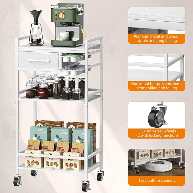 Housolution 4-Tier Coffee Bar Cart - Image 5