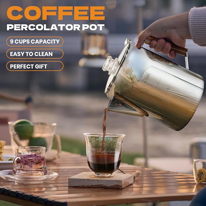 Percolator Pot Stainless Steel Camping Coffee Pot-NO Aluminum or Plastic - Image 5