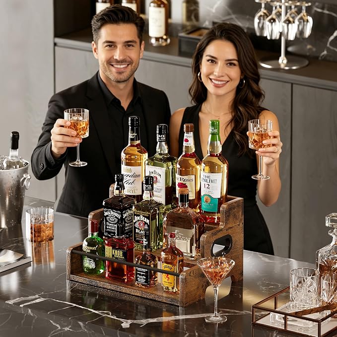Liquor Bottle Display Shelf, Coffee Bar Organizer, Syrup Rack, 3-Tier - Image 2