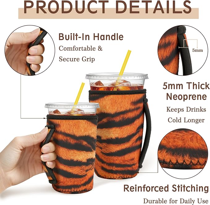 KJQJLY 3 Pack Reusable Iced Coffee Sleeves - Image 4