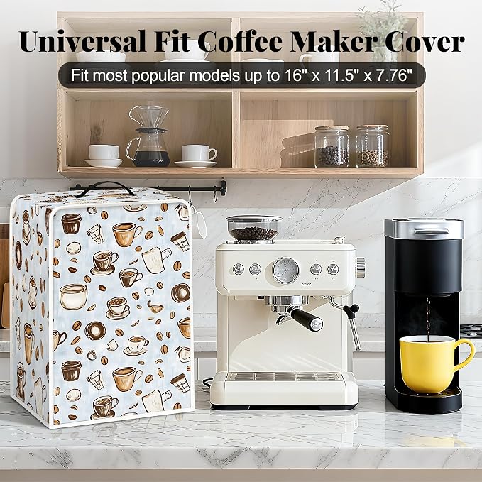 BVBOX Coffee Maker Cover, Durable Dustproof Lightweight Polyester Cotton Blend - Image 3