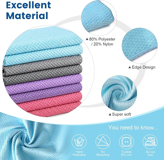 Niveaya Microfiber Glass Cleaning Cloth, Stainless Steel Windshield Shower - Image 2