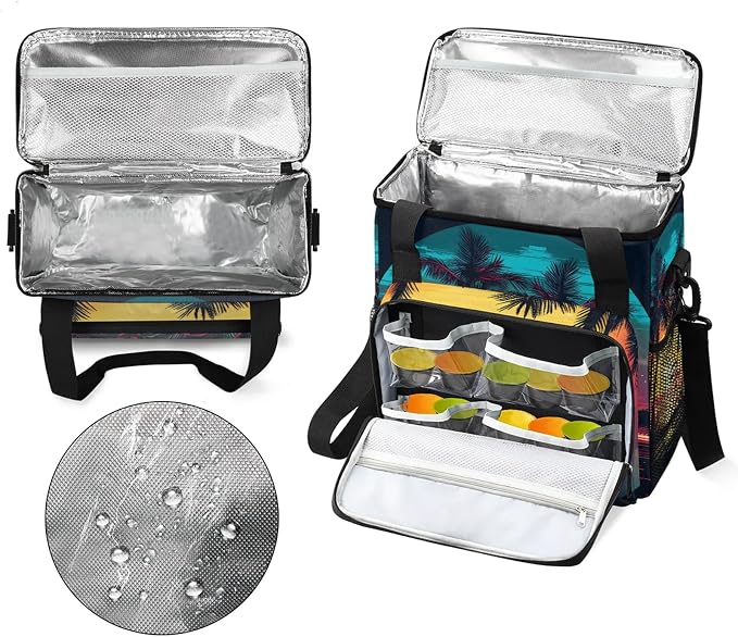 Tropical Palm Tree Theme Coffee Maker Carring Bag, Large Insulated Storage - Image 3