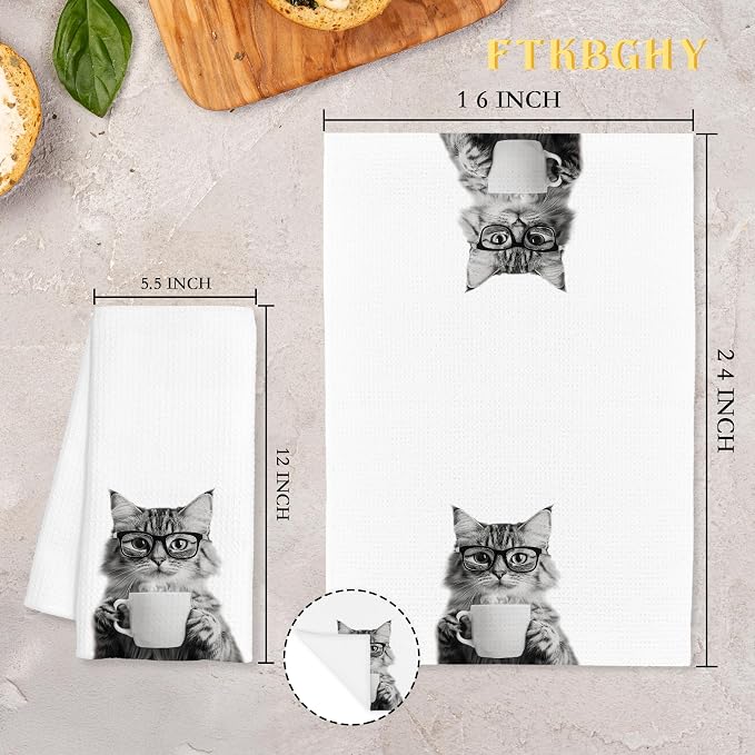 Funny Cat Decor Coffee Kitchen Towels Gift, Cat Gifts - Image 7