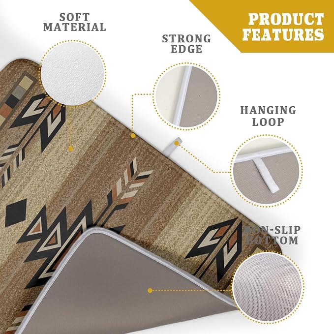 Giwawa 18"x24" Southwestern Dish Drying Mat Rustic Brown Tribal Ethnic Large - Image 4