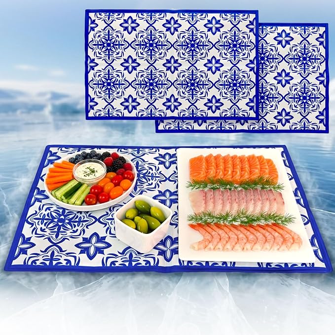NWK Pack of 2 Cooling Mat for Food, Foldable Reusable Chilled Serving Trays for by NWK
