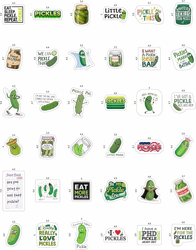 100Pcs Pickle Stickers for Water Bottle and Laptop - Image 4