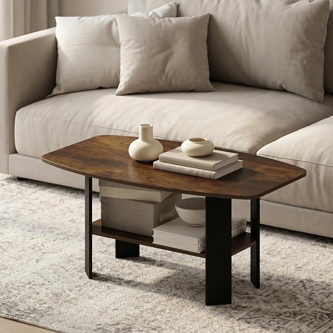 Furinno Simple Coffee Table, 2-Tier Small Coffee Table wih Open Shelf, Side by Furinno-FitsYourSpaceFitsYourBudget