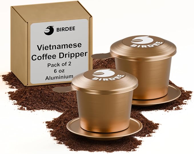 Birdee Phin Coffee Filter Set – 2 Pack Small Aluminum Vietnamese Dripper by BIRDEE